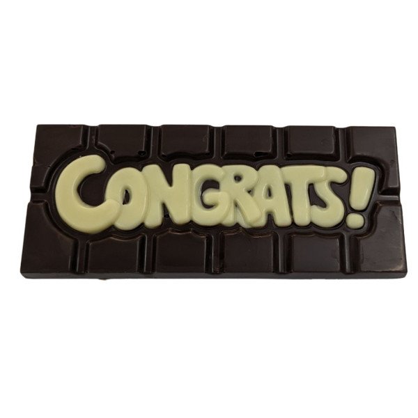 Congrats Chocolate Bar – Dark Chocolate with White Writing