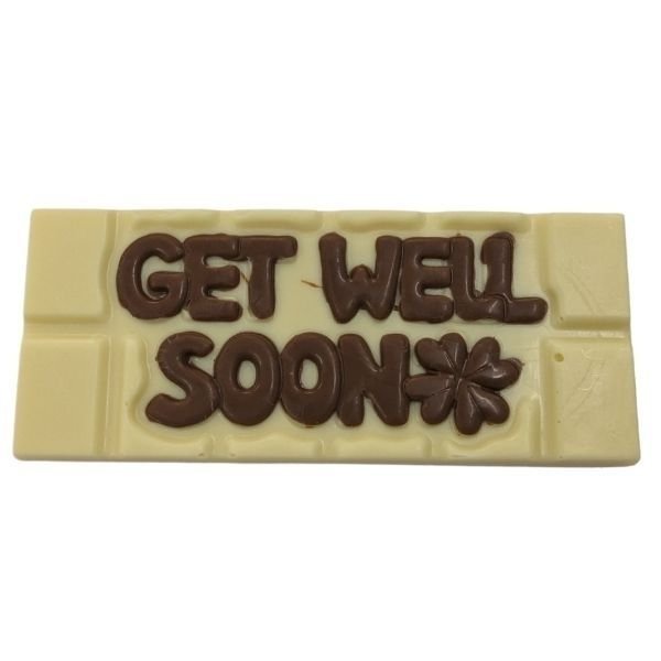 Get Well Soon Chocolate Bar – White Chocolate with Milk Writing