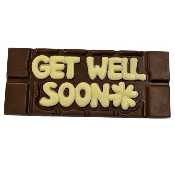 Get Well Soon Chocolate Bar – Milk Chocolate with White Writing