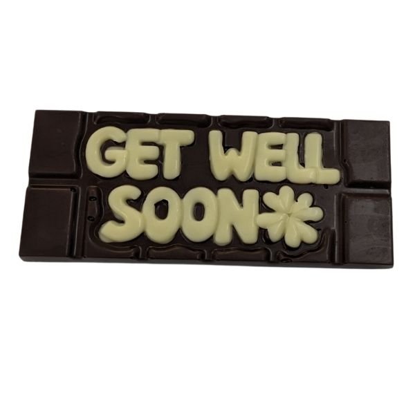 Get Well Soon Chocolate Bar – Dark Chocolate with White Writing
