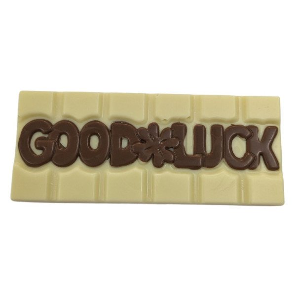 Good Luck Chocolate Bar – White Chocolate with Milk Writing