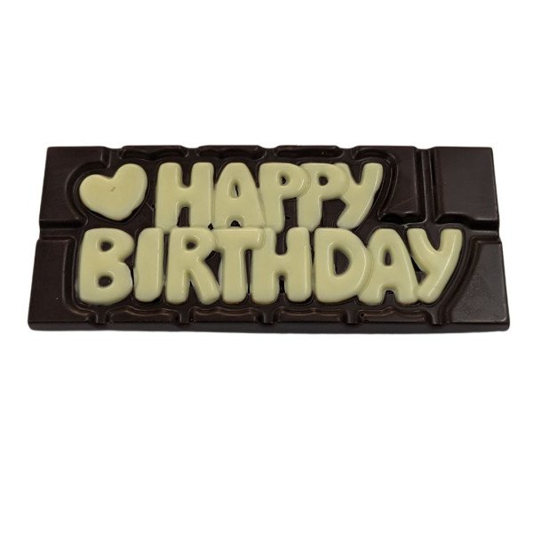 Happy Birthday Chocolate Bar – Dark Chocolate with White Writing