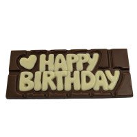 Happy Birthday Chocolate Bar – Milk Chocolate with White Writing