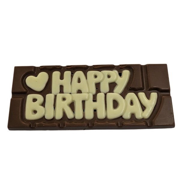 Happy Birthday Chocolate Bar – Milk Chocolate with White Writing