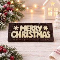 Merry Christmas Chocolate Bar – Dark Chocolate with White Writing