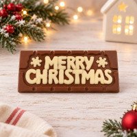 Merry Christmas Chocolate Bar – Milk Chocolate with White Writing