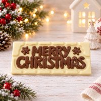 Merry Christmas Chocolate Bar – White Chocolate with Milk Writing