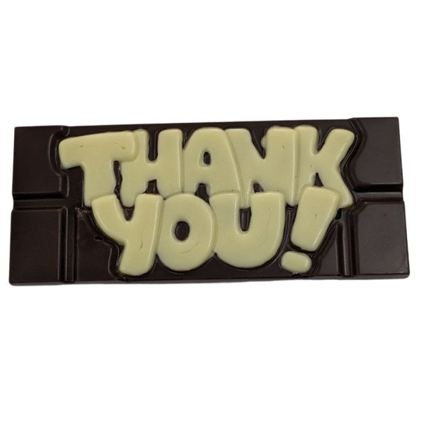 Thank You Chocolate Bar – Dark Chocolate with White Writing