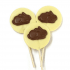 White Chocolate lolly with Milk Chocolate crouching bunny White Chocolate lolly with Milk Chocolate crouching bunny
