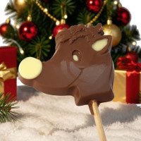 Christmas Milk Chocolate Reindeer Side Profile Lolly Christmas Milk Chocolate Reindeer Side Profile Lolly