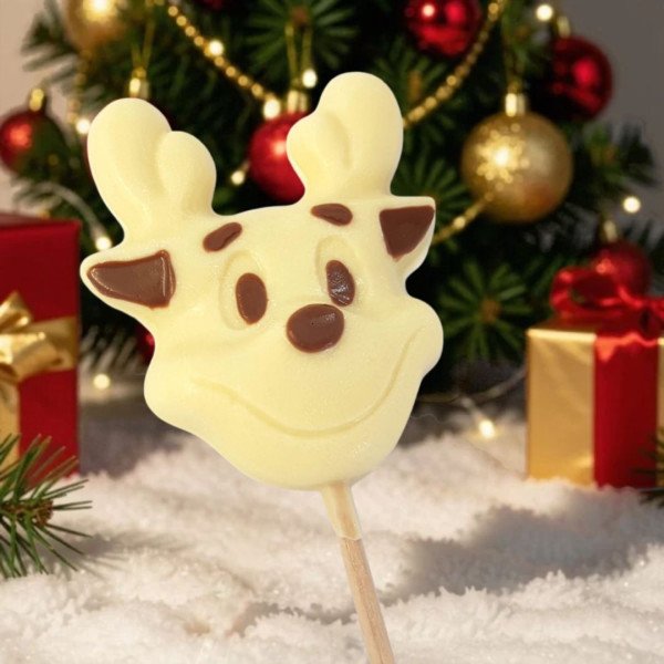 Christmas White Chocolate Reindeer Antler Face Lolly