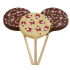 Handcrafted 35g Belgian white chocolate round Christmas lollipop on a stick with an edible cocoa butter repeating Santa pattern image transfer print