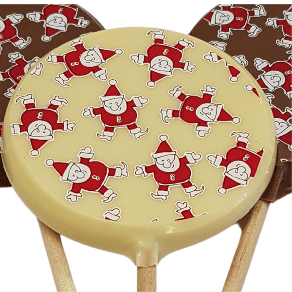 Christmas White Chocolate Santa Pattern Print Lolly Christmas White Chocolate Santa Pattern Print Lolly