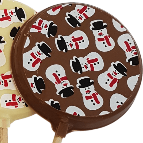 Christmas Milk Chocolate Snowman Pattern Print Lolly Christmas Milk Chocolate Snowman Pattern Print Lolly