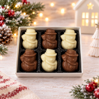 Christmas 6pk Milk & White Solid Snowmen Belgian Chocolates Christmas 6pk Milk & White Solid Snowmen Belgian Chocolates