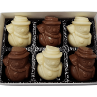 Christmas 6pk Milk & White Solid Snowmen Belgian Chocolates