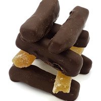 Delicious Ginger enrobed in rich dark Belgian chocolate -70g