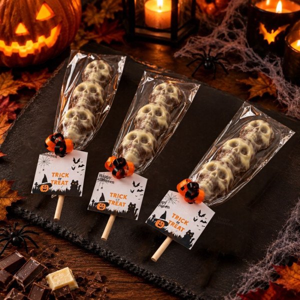 Chocolate Skull Totem Pole Lolly - Marbled Milk & White